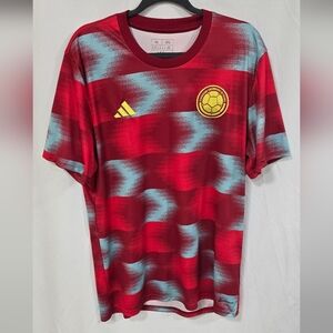 Adidas men XL Colombia Federacion soccer jersey short sleeve sport athletic red